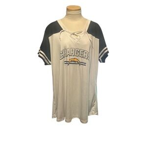NFL Chargers Blue and White Lace-Up T-Shirt Jersey Size 2XL